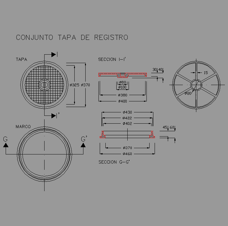 Bloque Autocad Tapa pozo registro